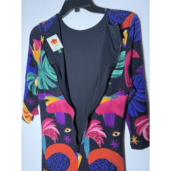 FARM RIO Mystic Jungle Midi Knit Dress Size L Artsy Bohemian - Picture 6 of 12
